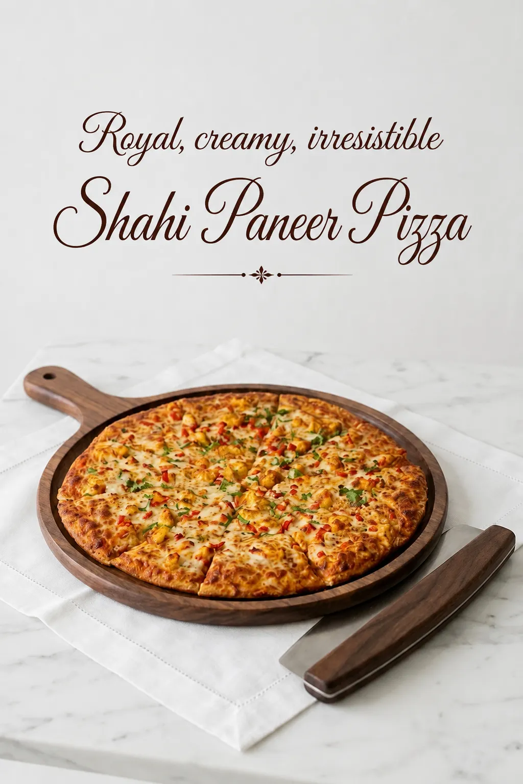 Shahi Paneer Pizza with creamy shahi sauce and paneer at Craze Pizza & Cake in NE Calgary