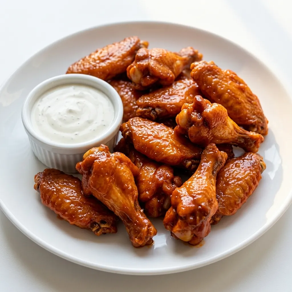 Saucy chicken wings with dipping sauce in Calgary NE